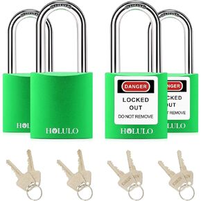 Outdoor Padlock Weatherproof Rust-Resistant, 4 Aluminum Heavy Duty Padlock with 2 Keys Per Lock, Safety Loto Locks for Electrical Lockout Tag Out Kits