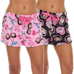 Betty Boop Women's All Over Print Pajama Shorts with Elastic Waistband - Plush Fleece Sleepwear