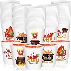 600 Pcs 3 oz Chili Cook off Decorations Disposable Tasting Paper Cups Chili Party Cups for Cook off Decorations