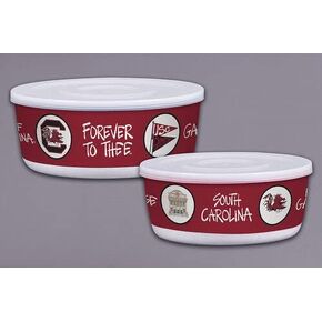 Magnolia Lane University South Carolina Gamecocks Football Bowl Container with Lid, Set of 2, Kitchen Accessories