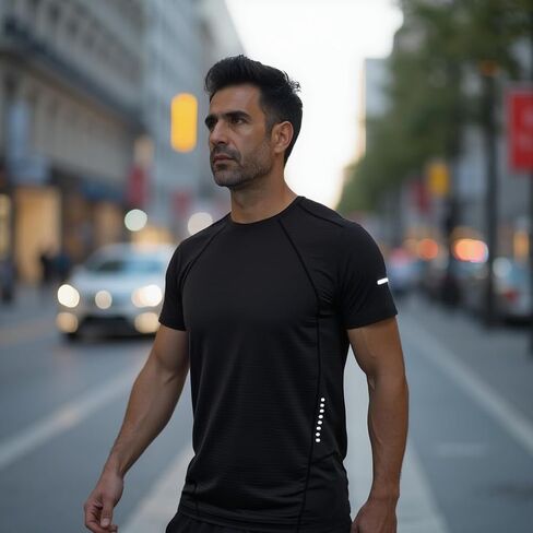 Men's Premium Athletic T-Shirt Horizontally Styled Stretchable Fabric Dry-Fit Moisture-Wicking for Running Gym Workout & More in Saudi Arabia
