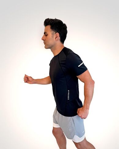 Men's Premium Athletic T-Shirt Horizontally Styled Stretchable Fabric Dry-Fit Moisture-Wicking for Running Gym Workout & More in Saudi Arabia