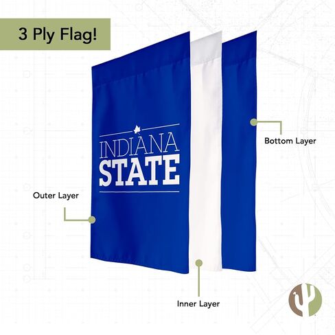 Desert Cactus Indiana University University ISU Garden Flag - 19 × 12 بوصة في إنديانا سيكاموريس لافتة ، للعرض في الهواء الطلق والأحداث (التصميم 1) in Saudi Arabia