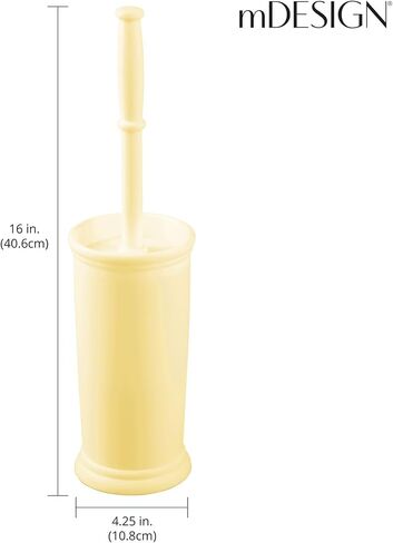 mDesign Toilet Bowl Brush and Holder - Covered Bathroom Toilet Brush - Standing Toilet Bowl Scrubber in Modern Holder - Space Saving, Deep Cleaning Brush for Toilet - Hyde Collection - Light Yellow in Kuwait