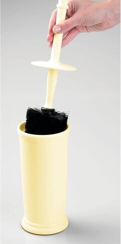 mDesign Toilet Bowl Brush and Holder - Covered Bathroom Toilet Brush - Standing Toilet Bowl Scrubber in Modern Holder - Space Saving, Deep Cleaning Brush for Toilet - Hyde Collection - Light Yellow in Kuwait
