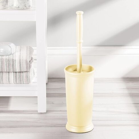mDesign Toilet Bowl Brush and Holder - Covered Bathroom Toilet Brush - Standing Toilet Bowl Scrubber in Modern Holder - Space Saving, Deep Cleaning Brush for Toilet - Hyde Collection - Light Yellow in Kuwait