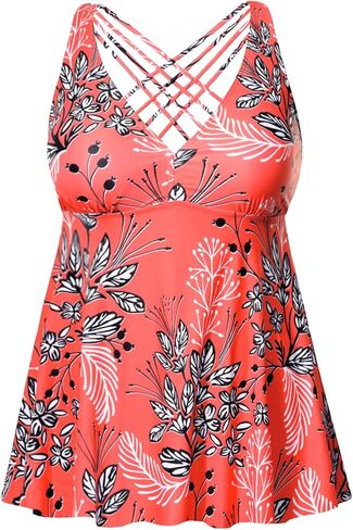 Yonique Plus Size Tankini Tops for Women No Bottom Flowy Bathing Suit Top V Neck Swim Top in Kuwait
