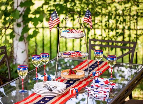 Hand Painted Wine Glasses Set of 2 - Patriotic Collection - Hand Painted Glassware by USA Artists - Unique and Decorative Wine Glasses, July 4th Kitchen Table Décor in Saudi Arabia