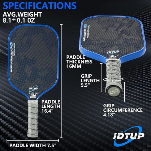 Thermoformed Pickleball Paddle,Kevlar Fiber & T700SC Carbon Fiber Pickleball Paddles,16MM High Performance Blue Camouflage Pickleball Paddle for Superior Control Power,USAPA Approved,1 Cover,1 Eraser in Saudi Arabia
