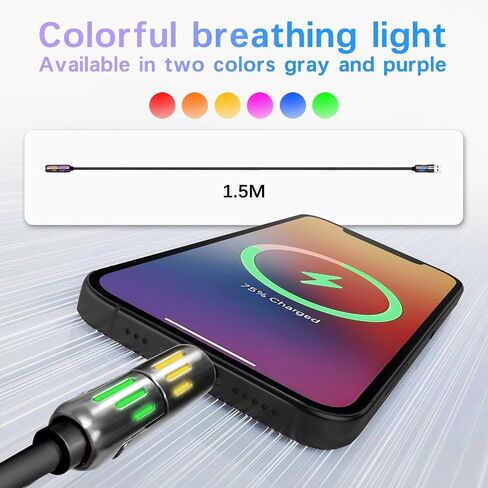 4 في 1 شحن كابل USB C 65W كبل سريع 6 مم سيليكون USB C إلى سلك الشاحن USB C ، شحن Multi Cable Combo Type C/USB A/L منفذ iPhone/iPad/Samsung/MacBook 5 '(أسود) in Saudi Arabia