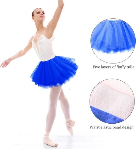 Molain Tutus for Women Girls ، Blue 5 Tutus Tutus Short Skirt Runnerts Rave Costume Tutu Skirt Tutu Dance Skirt in Saudi Arabia