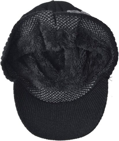 Ruphedy Mens Beanie with Brim Winter Hat Knitted Thick Fleece Visor Beanie with Bill B5042 in Kuwait