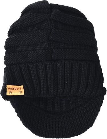 Ruphedy Mens Beanie with Brim Winter Hat Knitted Thick Fleece Visor Beanie with Bill B5042 in Kuwait