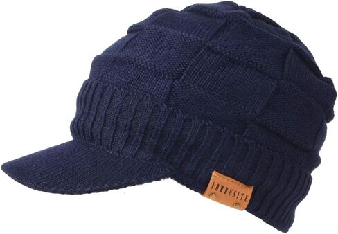 Ruphedy Mens Beanie with Brim Winter Hat Knitted Thick Fleece Visor Beanie with Bill B5042 in Kuwait