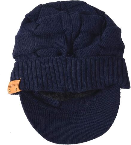 Ruphedy Mens Beanie with Brim Winter Hat Knitted Thick Fleece Visor Beanie with Bill B5042 in Kuwait