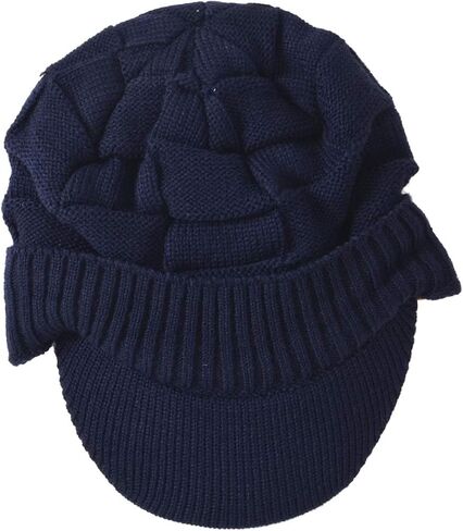 Ruphedy Mens Beanie with Brim Winter Hat Knitted Thick Fleece Visor Beanie with Bill B5042 in Kuwait