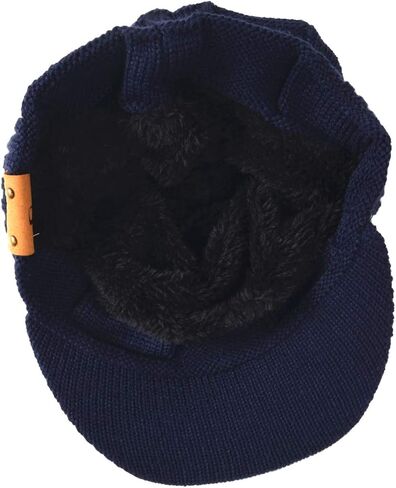 Ruphedy Mens Beanie with Brim Winter Hat Knitted Thick Fleece Visor Beanie with Bill B5042 in Kuwait