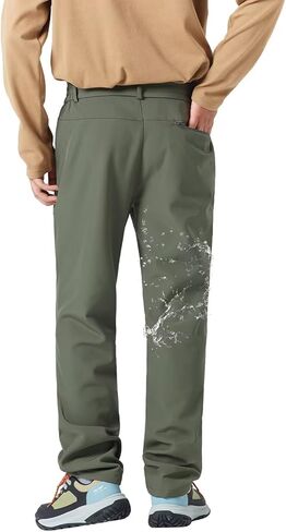 Men's Fleece Lined Waterproof Hiking Insulated Softshell Pants Slim with Pockets Outdoor in Kuwait