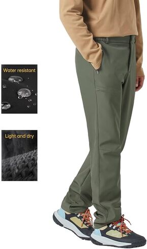 Men's Fleece Lined Waterproof Hiking Insulated Softshell Pants Slim with Pockets Outdoor in Kuwait