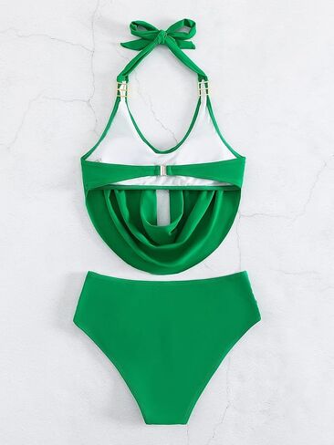 Triens Floerns Women's Cowl Halter Tie Back Back High Pheched Bikini Bikini Swimsuit in Kuwait
