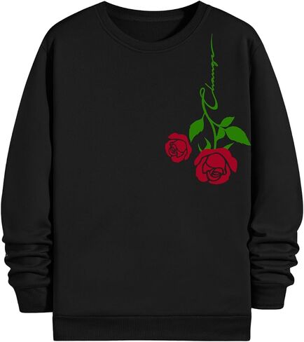 Men's Floral Graphic Crewneck Sweatshirts Long Sleeve Loose Pullover Casual Fall Tops in Saudi Arabia