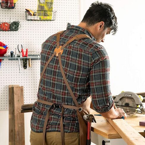 Waxed Canvas Heavy Duty Work Apron With Pockets - Deluxe Edition with Quick Release Buckle Adjustable up to XXL for Men and Women (Brown Deluxe Edition) in Saudi Arabia