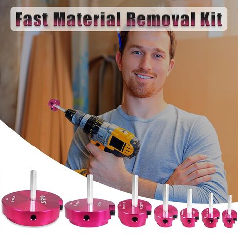 7Pcs Plastic Pipe Fitting Reamer Kit, PVC Fitting/Socket Saver Kit Includes 3/4 Inch, 1 Inch, 1-1/4 Inch, 1-1/2 Inch, 2 Inch, 3 Inch, 4 Inch heads and Tool box. Fit into standard 1/2" drills in Kuwait