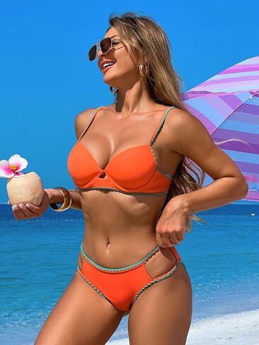 Women's Bikini Sets Cutout Two Piece Swimsuit Sexy Underwire Bathing Suit Cheeky Swimwear Push Up Beachwear Brazilian in Saudi Arabia