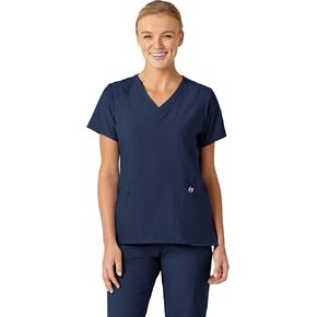 WonderWink W123 Women’s Stylized V-Neck Scrub Top — Navy, 2X