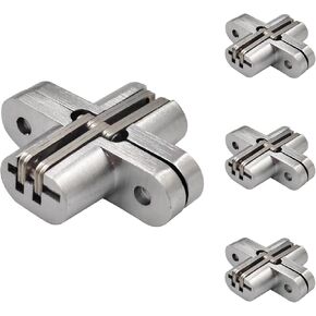 4 Pack Hidden Hinges for Doors Invisibl Hinge 0.5 Inch Zinc Alloy 180 Degree Cross Hinge for Folding Door Wooden Door Cabinet Door