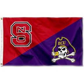 College Flags & Banners Co. NC State vs ECU Pirates House Divided 3x5 Flag Rivalry Banner