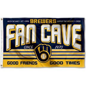 WinCraft Milwaukee Brewers Fan Man Cave Banner Flag