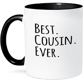 3dRose Best Cousin Ever-Gifts for family and relatives-black text Mug, 1 Count (Pack of 1)