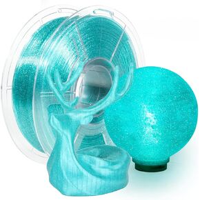 iSANMATE Clear PETG Filament 1.75mm, Light Blue Transparent 3D Printer Filament with Glitter Sparkly, High-Speed Filament for 50-600mm/s Printing, 1kg/2.2lbs Spool