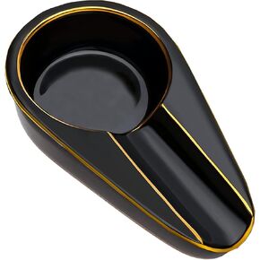 VOVCIG Cigar Ashtray,Single Ceramic Ashtray,Travel Gilt Ceramic Ash Tray Black Portable Ceramic Cigar Ashtray for Patio,Indoor,Outdoor
