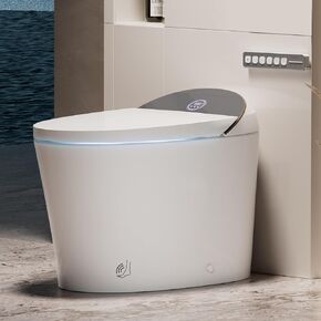 Smart Toilet, Elongated Toilets with Bidet in, Heated Seat, Auto Open Close, Foot Sensor, Warm Water and Dryer, Remote Control, LED Display, Night Light, Auto Deodorization (TC-400BK)