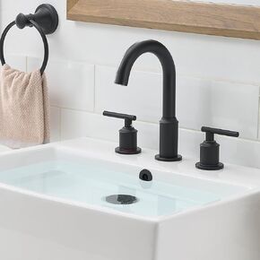 Matte Black Bathroom Faucets for Sink 3 Hole,8 Inch Widespread Bathroom Sink Faucet with Pop-up Drain and Supply Lines, Stainless Steel Faucet for Bathroom Sink Vanity RV Farmhouse Sink