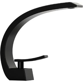 Matte Black Bathroom Sink Faucet Modern Single Hole 1-Handle Faucet Chrome Faucet Mount Curved Lavatory Faucet Mixer Tap