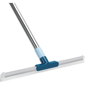 Squeegee Broom for Floor, 17" Rubber Squeegee with 57" Long Handle for Bathroom Tile, Garage Concrete, Deck, Shower Glass