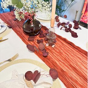 6 Pack 10ft Terracotta Cheesecloth Table Runners - 35x120 Inch Boho Gauze Rustic Sheer for Weddings, Bridal Showers, Baby Showers, Holiday Parties & Table Decor (Terracotta)