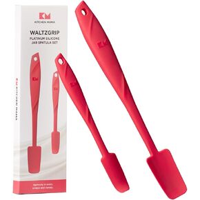 Kitchen Mama Silicone Jar & Can Spatula Set: Heat-Resistant, Dishwasher Safe, Ergonomic Grip, Perfect for Mixing, Scraping, Scooping, and Spreading, Nonstick Cookware, Platinum WaltzGrip (Teal)