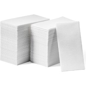 Disposable Linen-Feel Guest Towels [Pack of 300] - Disposable 8" x 17" Cloth-Like Hand Towels, Made In USA - Soft And Absorbent Paper Napkin For Kitchen, Bathroom, Party, Wedding, Or Event