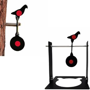 2 in 1 Small Spinner Target Set Screwed-Type (in Wooden Surface) with Base (Indoor Use) Practising Rotary Target for Air Gun Slingshot Clay Ball Airsfot Air Rifle 4 Colors Option (Base-BDB)
