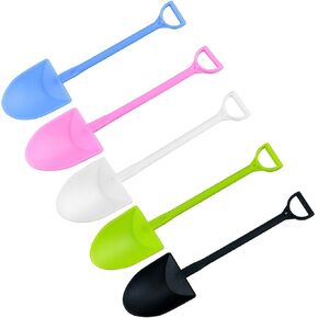 100 PCS Colorful Mini Shovel Shape Spoons,Disposable Plastic Ice Cream Dessert Pudding Yogurt Sugar Shovel Spoon(4.8 Inch,Mixed Color)