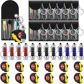 Jutom 72 Pcs Mini Tape Measure Keychain Screwdriver LED Light Keychain Set for Men Father Day Gifts Bulk Adult Party Favors