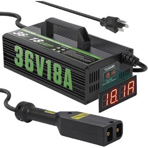 Golf Cart Charger 36 Volt EZGO TXT 18 AMP with LCD Display EZGO Golf Cart Battery Charger 36V Trickle Charger for Lead-Acid Battery 16 FT Cable EZ-go Charger 36 Volt for 1996 to Present