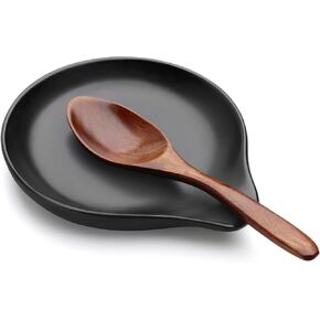 Ceramic Spoon Rest, 5 Inch Spoon Holder for Stove Top, Kitchen Counter, Utensils, Ladle, Coffee Spoons, Cooking spoons, Spatula, Tongs, Heat-Resistant, Housewarming Gifts, Matte Black