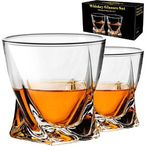 PARACITY Whiskey Glasses Set of 2, Old Fashioned Cocktail Glass, 10 OZ Whiskey Glasses, Bourbon Glasses, Rocks Glasses for Scotch, Liquor Vodka, Bourbon, Whiskey Gifts for Men, Husband, Boyfriend