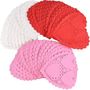 TUPARKA 145pcs Valentine Heart Doilies Heart Shape Paper Doily for Valentine's Day Decoration Craft Party