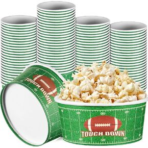 Yungyan 100 Pieces 12oz Football Snack Bowls Paper Game Day Football Bowls Party Supplies Football Serving Dishes for Party Ice Cream Bowls